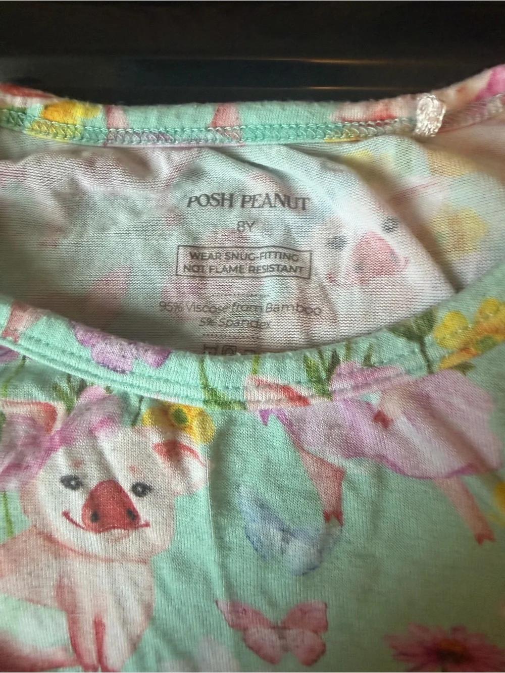Posh Peanut Mint Green Pig & Flower Pajama Pants